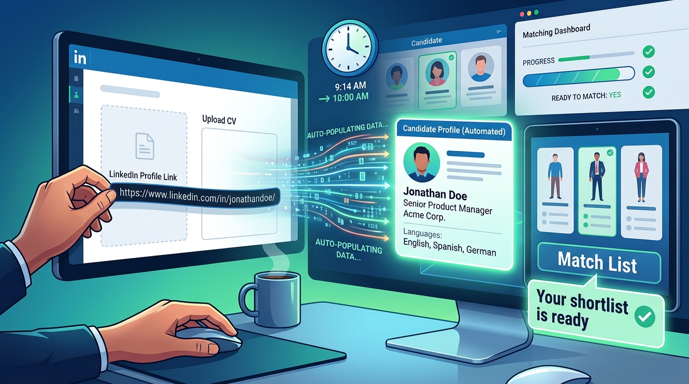 A LinkedIn link is enough: a full profile before the CV arrives
