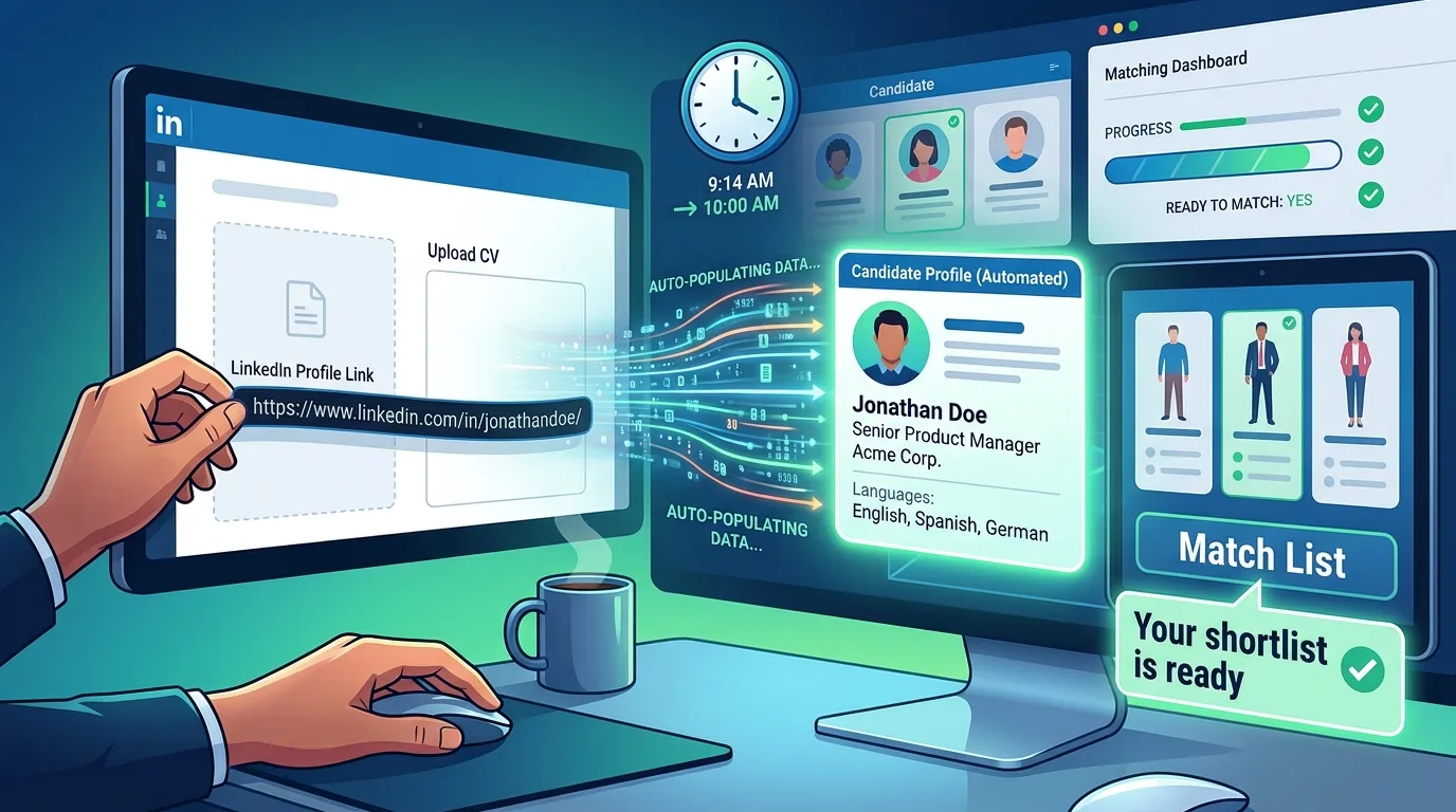 A LinkedIn link is enough: a full profile before the CV arrives