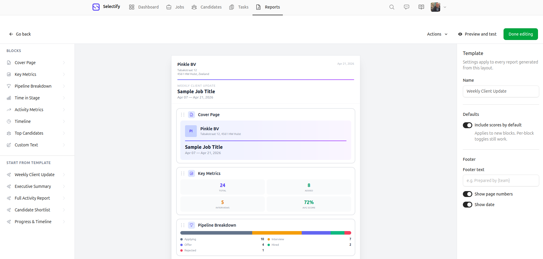 Embedded reporting: ready-to-send PDFs, straight from the job