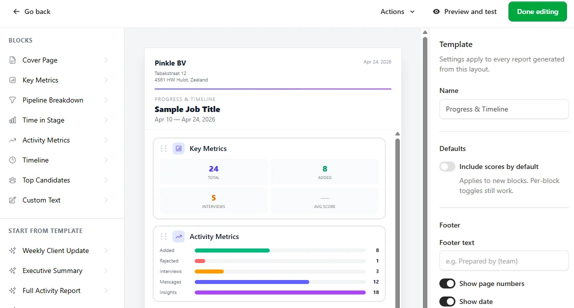 The visual report-template builder