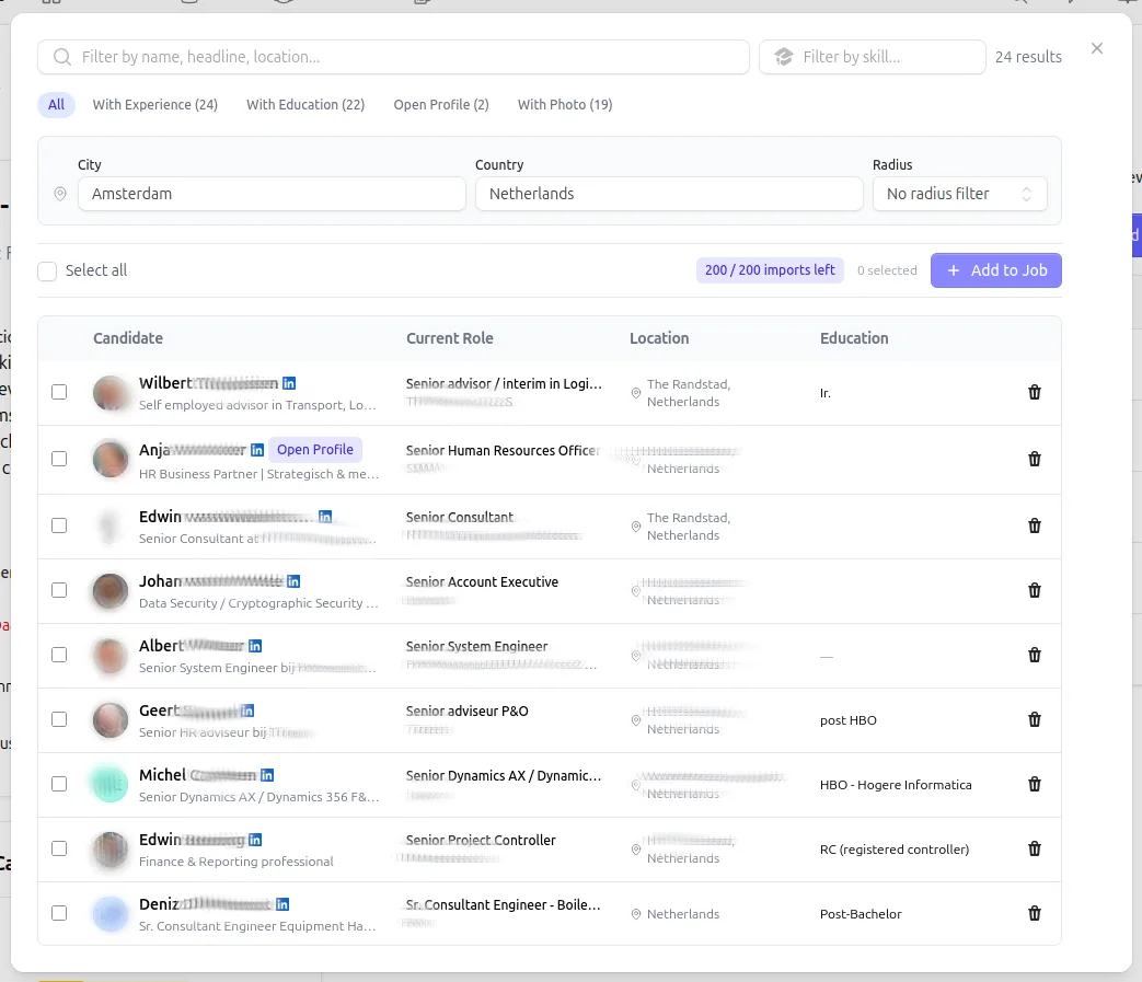 Selecting candidates from the search pool